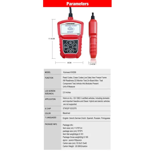 UNIVERZALNI OBD2 DIJAGNOSTIČKI SKENER ZA VOZILA NA 12V 