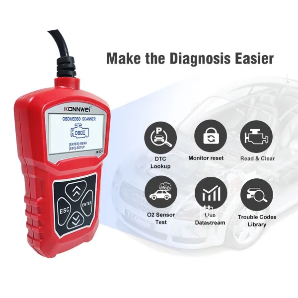 UNIVERZALNI OBD2 DIJAGNOSTIČKI SKENER ZA VOZILA NA 12V 