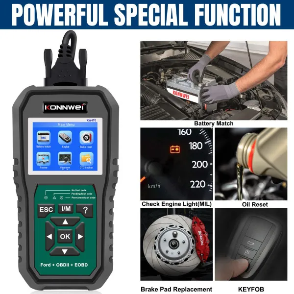 UNIVERZALNI OBD2 SKENER ZA SVA VOZILA +DIJAGNOSTICKI SKENER ZA FORD VOZILA SA ŠIROKIM SPEKTROM FUNKCIJA RESETOVANJA 