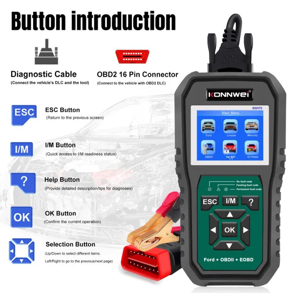 UNIVERZALNI OBD2 SKENER ZA SVA VOZILA +DIJAGNOSTICKI SKENER ZA FORD VOZILA SA ŠIROKIM SPEKTROM FUNKCIJA RESETOVANJA 