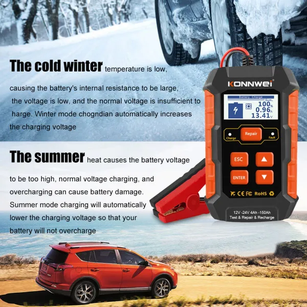 3u1 AKUMULATOR TESTER/PUNJAČ AKUMULATORA/PULSNI REPARATOR 12V 10A i 24V 5A, 4Ah-150Ah 