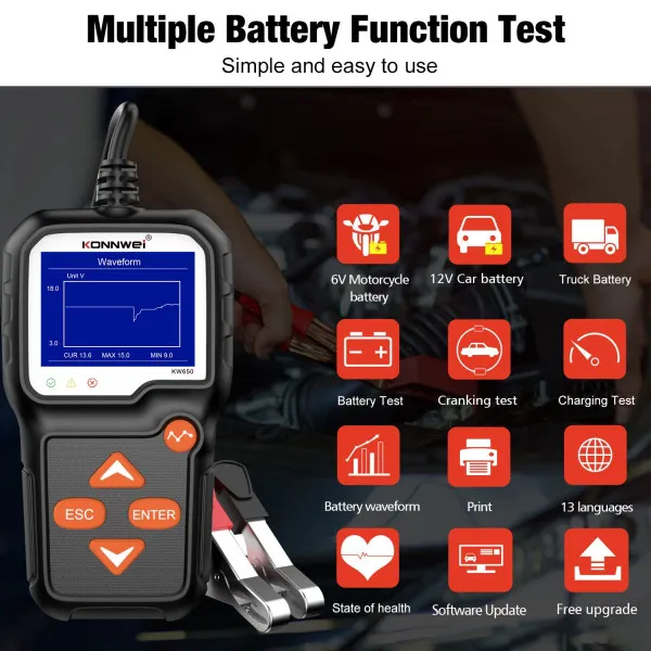 AKUMULATOR TESTER ZA AUTOMOBILE I MOTORE 6/12V 
