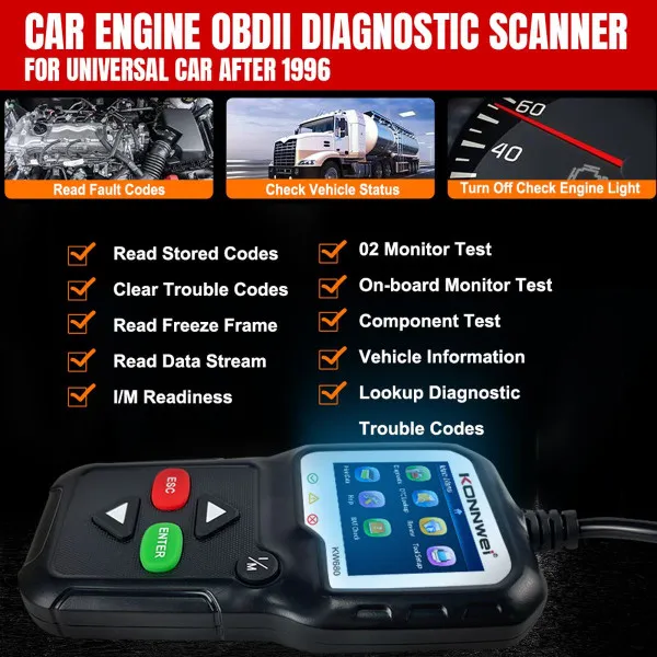 UNIVERZALNI OBD2 DIJAGNOSTIČKI SKENER ZA VOZILA POSLE 1996god. 