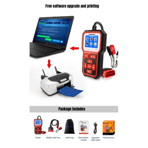 2u1 UNIVERZALNI OBD2 DIJAGNOSTIČKI SKENER I AKUMULATOR TESTER ZA AUTOMOBILE I MOTORE 