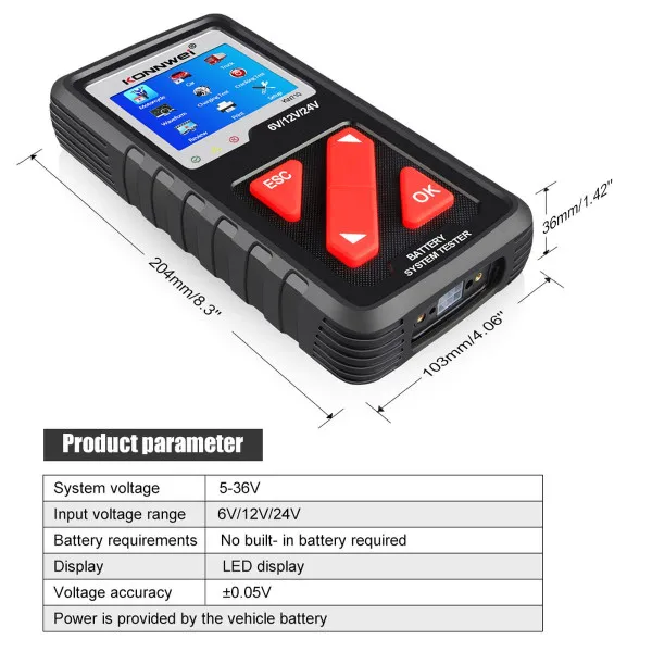 PROFESIONALNI AKUMULATOR TESTER ZA 6/12/24V ZA MOTORE/VOZILA/KAMIONE/MARINE/ATV 