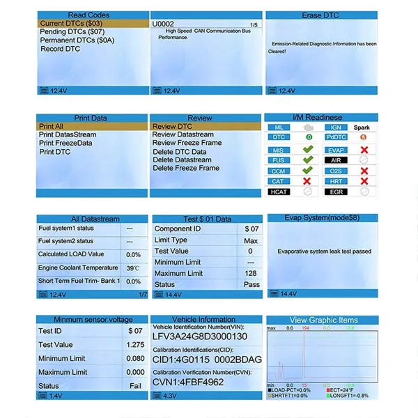 UNIVERZALNI OBD2 SKENER ZA VOZILA SA SKENEROM AKUMULATORA U REALNOM VREMENU 