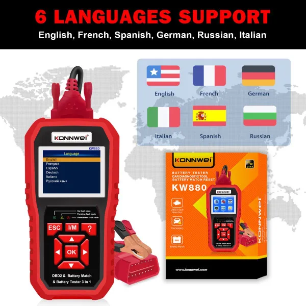 3u1 UNIVERZALNI OBD2 DIJAGNOSTIČKI SKENER I AKUMULATOR TESTER SA POVEZIVANJEM NA AKUMULATOR ZA AUTOMOBILE I MOTORE 