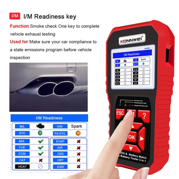 3u1 UNIVERZALNI OBD2 DIJAGNOSTIČKI SKENER I AKUMULATOR TESTER SA POVEZIVANJEM NA AKUMULATOR ZA AUTOMOBILE I MOTORE 