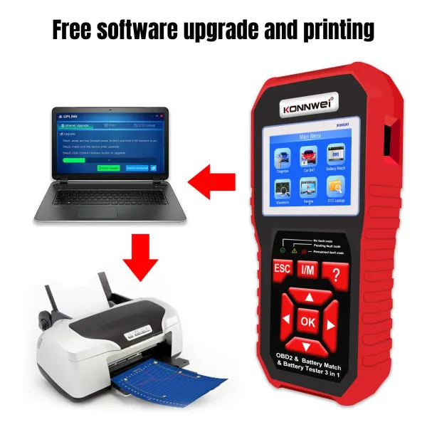 3u1 UNIVERZALNI OBD2 DIJAGNOSTIČKI SKENER I AKUMULATOR TESTER SA POVEZIVANJEM NA AKUMULATOR ZA AUTOMOBILE I MOTORE 