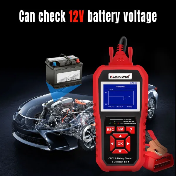 3u1 UNIVERZALNI OBD2 DIJAGNOSTIČKI SKENER I AKUMULATOR TESTER SA OPCIJOM RESETA LAMPICE ZA SERVIS ZA AUTOMOBILE I MOTORE 