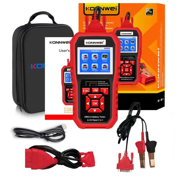 3u1 UNIVERZALNI OBD2 DIJAGNOSTIČKI SKENER I AKUMULATOR TESTER SA OPCIJOM RESETA LAMPICE ZA SERVIS ZA AUTOMOBILE I MOTORE 