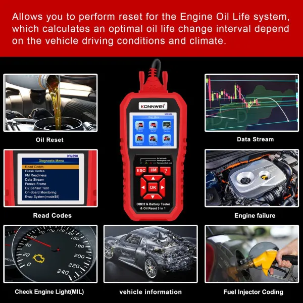 3u1 UNIVERZALNI OBD2 DIJAGNOSTIČKI SKENER I AKUMULATOR TESTER SA OPCIJOM RESETA LAMPICE ZA SERVIS ZA AUTOMOBILE I MOTORE 