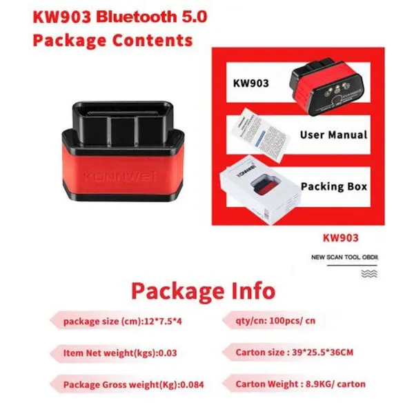 UREĐAJ ZA DIJAGNOSTIKU OBD2 WI FI CRVENI 