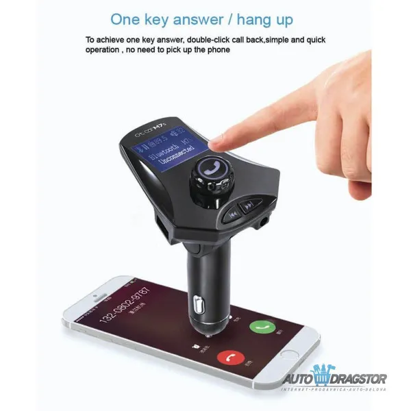 FM PREDAJNIK (TRANSMITER), 2 USB ULAZA, BLUETOOTH 5.0,MP3/WMA 