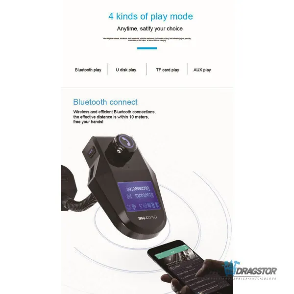 FM PREDAJNIK (TRANSMITER), 3 USB ULAZA, BLUETOOTH 5.0,MP3/WMA 