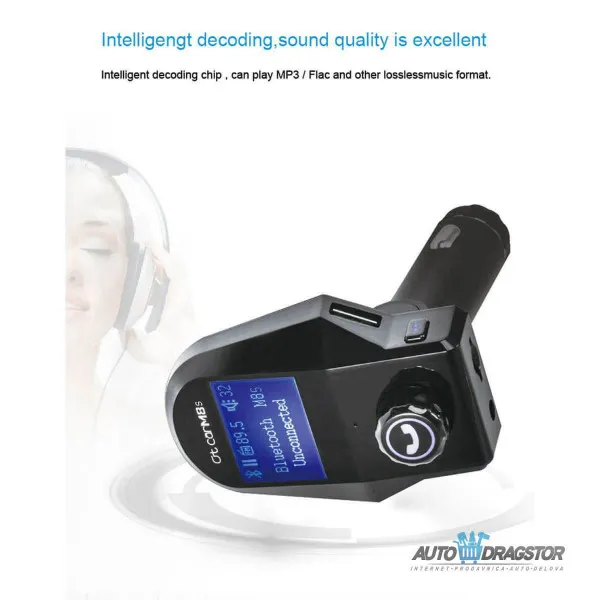 FM PREDAJNIK (TRANSMITER), 2 USB ULAZA, BLUETOOTH 5.0,MP3/WMA 