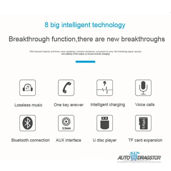 FM PREDAJNIK (TRANSMITER), 2 USB ULAZA, BLUETOOTH 5.0,MP3/WMA 