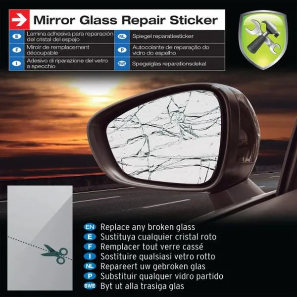 NALEPNICA ZA REPARACIJU STAKLA RETROVIZORA 253x178MM 