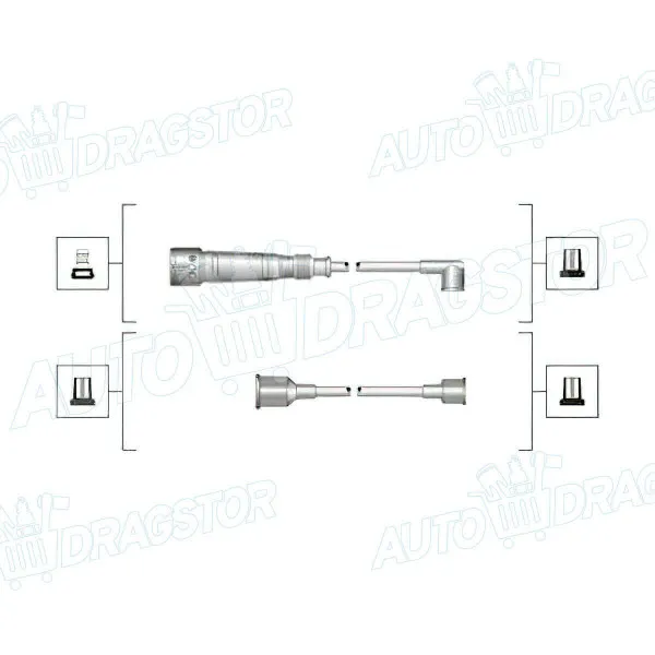Kablovi svećica AUDI 100 (C3; 44), 82-90; 4000 (B2), 78-86; 80 (B2; 81/85), 78-86; 80 (B3; 89/8A), 86-91; 80 (B4; 8C; 8G), 91-00; 90 (B3; 89/8A/8B), 87-91; 