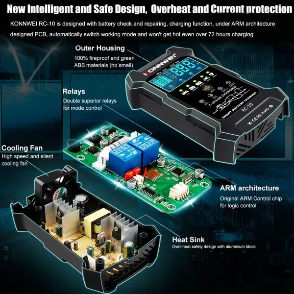 2u1 PAMETNI AUTOMATSKI PUNJAC AKUMULATORA & PULSNI REPARATOR 12V 10A & 24V 5A 