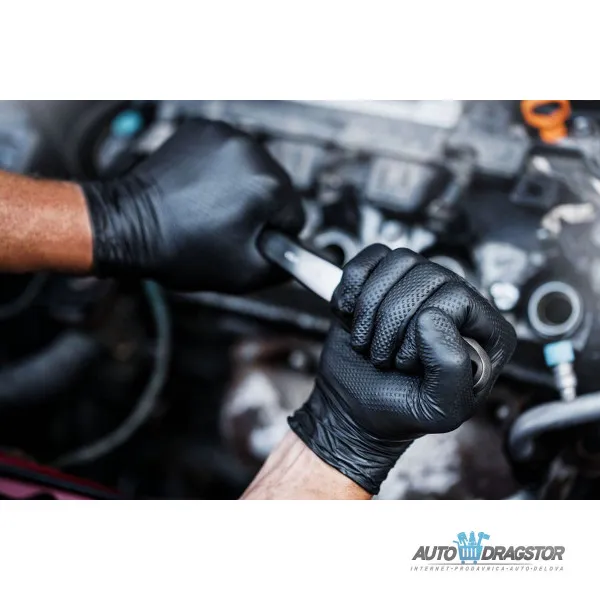 JEDNOKRATNE RUKAVICE OD NITRILA GoGRIP PRO CRNE BEZ PUDERA SA TEKSTUROM ZA BOLJI PRIHVAT 50KOM VELICINA XXL 