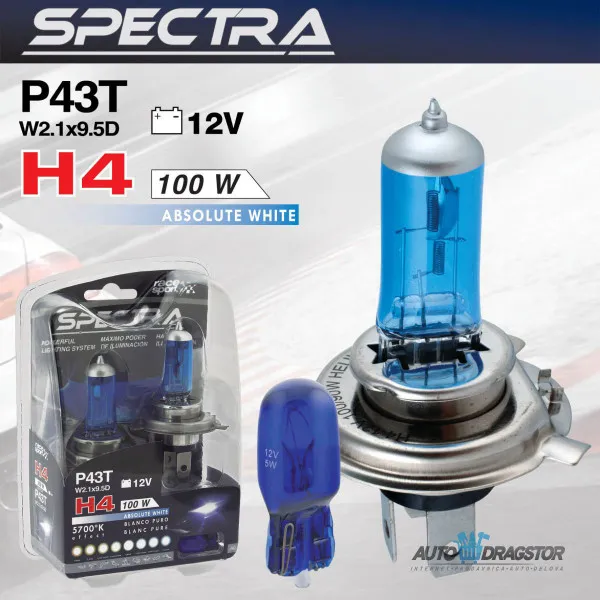 SIJALICA 12V H4 100W +T10 PLAVA SPECTRA 4KOM 