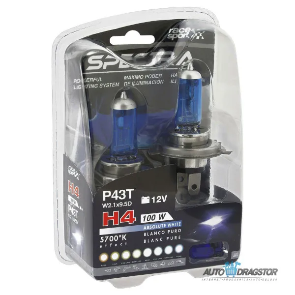 SIJALICA 12V H4 100W +T10 PLAVA SPECTRA 4KOM 