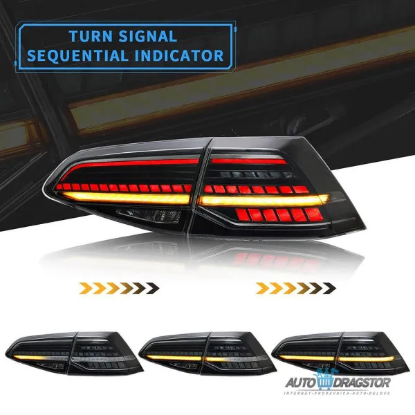 VW GOLF 7 2008-2012 ZATAMLJENE DINAMICKE ŠTOP LAMPE R-OPTIK SET-4KOM 