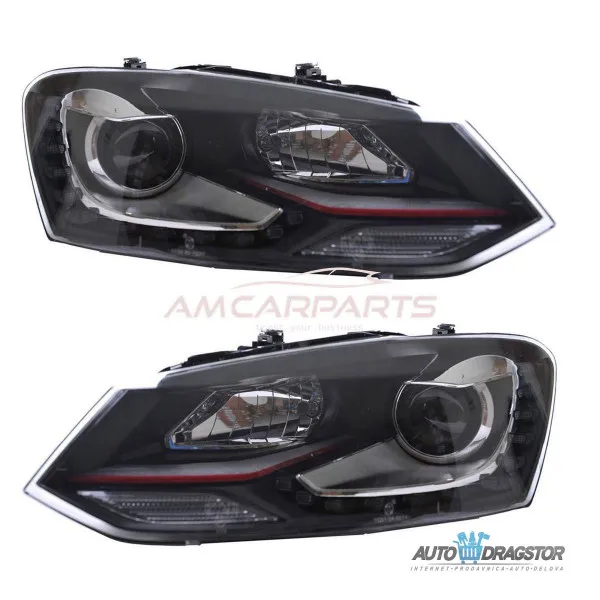 VW POLO (6R,6C) 2009-FAROVI LED SA CRVENOM LINIJOM I MOTOROM ZA PODEŠAVANJE 