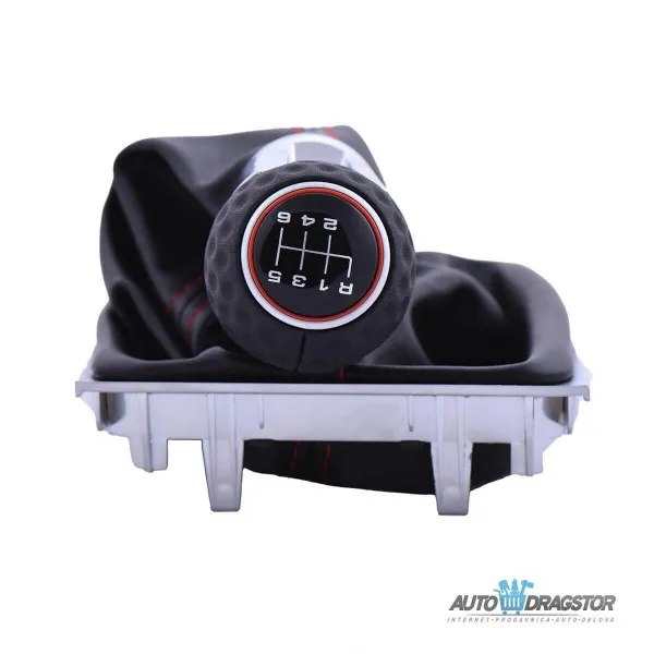 VOLKSWAGEN GOLF 7 RUČICA MENJAČA SA KOŽICOM 5 BRZINA SA CRVENIM OKVIROM 