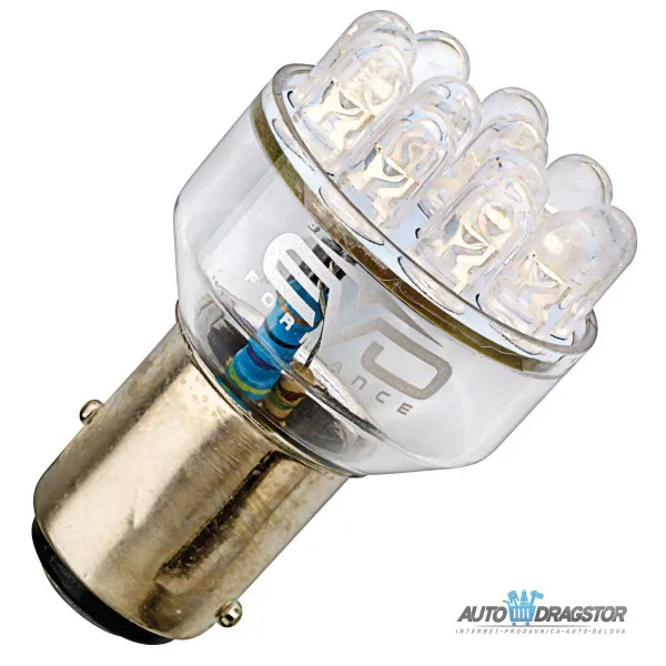 SIJALICA 12V P21/5W  BAY15D 1157 LED 2KOM BELA 